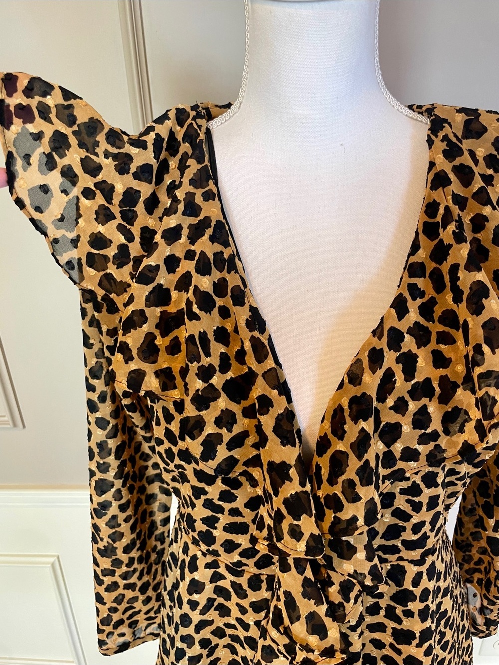 Free People Small Frenchie Leopard Print Wrap Dress Brown Black Animal - Picture 2 of 6